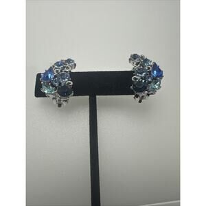 Vintage Lisner Shades Of Blue Earrings Clip On Beautiful!